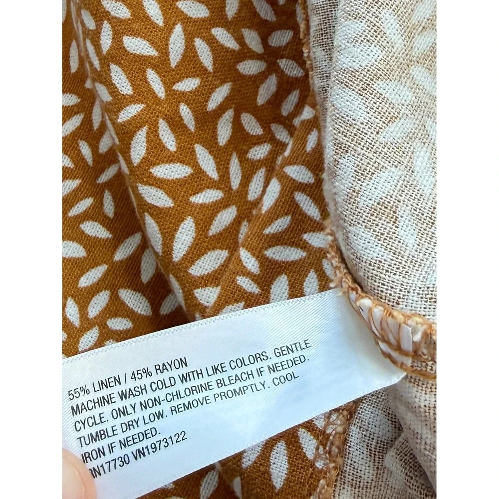 Ava & Viv Linen Blend Shift Dress Boho Golden Yellow Floral Speckled Pockets XXL - Picture 6 of 9